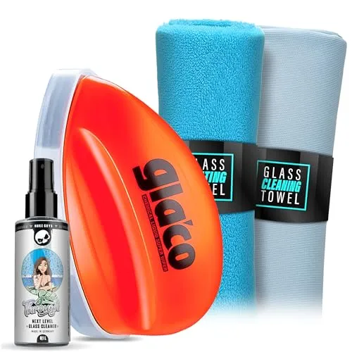 detailmate Scheibenversiegelung Set für Auto und Dusche - Lotuseffekt mit Soft99 Glaco Q - 🚗 GLAS VERSIEGELUNGS SET: Reinigen und versiegeln in einem Schritt! Enthält Soft99 Glaco Q für optimalen Schutz und klare Sicht bei Regen. Inklusive Mikrofasertuch und Glasreiniger für streifenfreies Ergebnis.