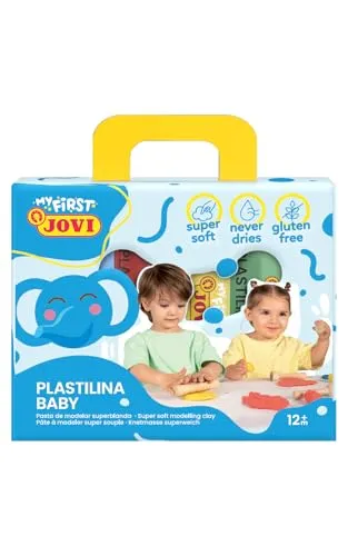 Jovi Baby Knete, 4 Tabletten à 38 g, Set mit 4 verschiedenen Farben, glutenfrei, trocknet nicht aus, für Kinder ab 12 Monaten (372/4)