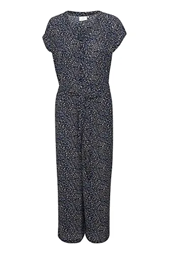 KAFFE Damen Tie Waist kurzen Ärmeln, langärmlig, Weite Legs Jumpsuit, Midnight Marine, 34