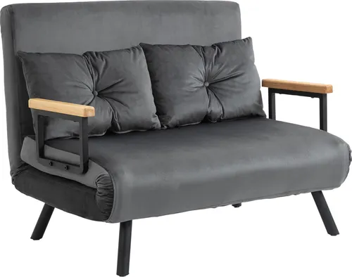 Schlafsofa mit Bettkasten Couch mit Schlaffunktion Schlafcouch mit Samtoptik Rückenkissen Dunkelgrau 102 x 73 x 81 cm