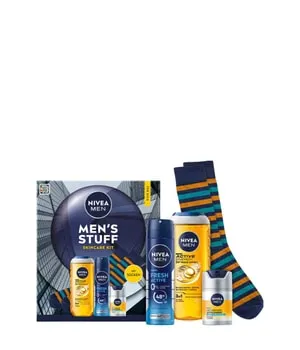 NIVEA MEN Men's Stuff Skincare Kit Körperpflegeset 1 Stk - Vielseitiges Körperpflegeset für frische Momente: Duschgel, Deo und Gesichtspflege für ein waches Hautbild. Inklusive stylischer Socken.