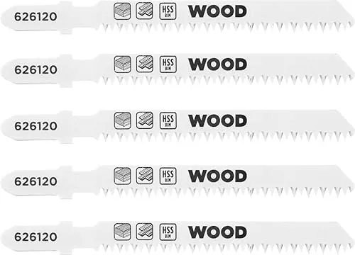 kwb 5x Stichsägeblätter Laminat (geeignet für Laminat, Hartholz, Bi-Metall, gehärtete Zähne, T-Aufnahme)