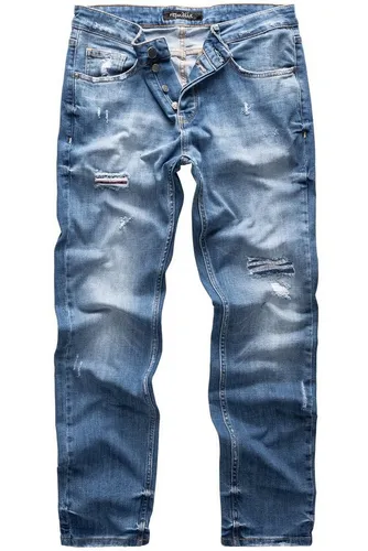REPUBLIX Herren Jeans Destroyed Hellblau mit Patches W36/L34 - Stylische REPUBLIX Herren Jeans im Regular Straight Fit, modischer Destroyed-Look mit Patches, ideal für lässige Outfits und den Alltag.