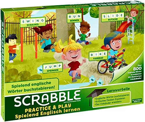 Mattel Spiele FTG51 Scrabble Practice und Play - Spielend Englisch lernen
