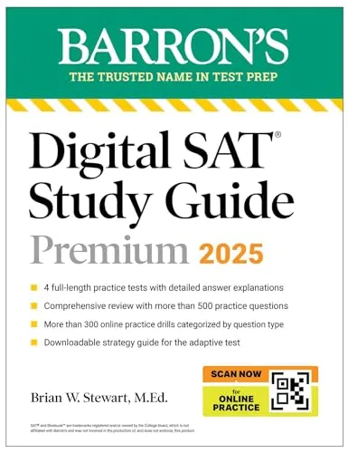 Digital SAT Study Guide Premium 2025: 4 Praxis Tests und Online-Übungen