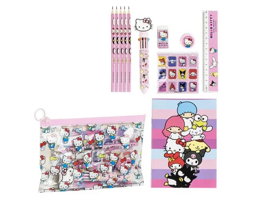 Cerda Malvorlage Hello Kitty Schreibwaren Set für Kinder Schulbedarf Mäppchen, Notizen