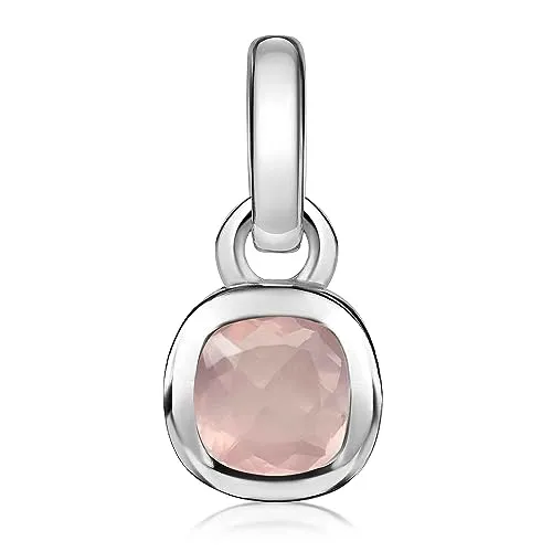 Materia Rosenquarz Anhänger Silber 925 für Frauen - Eleganter Damen Anhänger aus 925 Sterling Silber mit facettiertem Rosenquarz. Perfekt als Geschenk in einer stilvollen Schmuck-Schachtel.