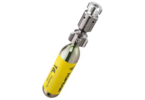 Topeak Micro Booster CO2 Inflator - Aluminium Luft Pumpe für Fahrrad - CO2 Pumpe für Presta und Schrader Ventile, kompakt und leicht, ideal für schnelle Reifenreparaturen unterwegs.