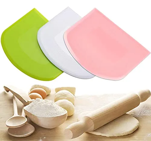 Qenovo® 3 Stück Teigkarte Silikon，BPA-Freie Lebensmittelqualität PE-Kunststoff Flexibel Teigschneider，Brot backen zubehör zum Schneiden von Brotteig.