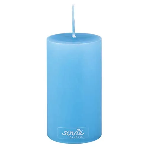Sovie CANDLES Stumpenkerze Aquablau - Ø 50mm x 100mm mit ca. 28 Stunden Brenndauer – Hochwertige Flachkopfkerze für Tischdekoration, Feier & festliche Anlässe