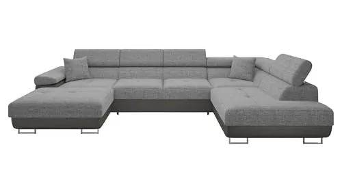 MIRJAN24 Wohnlandschaft Torezio Bis mit Bettkasten und Schlaffunktion - Wohnlandschaft in U-Form, 346x203 cm, mit verstellbaren Kopfstützen und praktischem Bettkasten – ideal für gemütliche Abende und Übernachtungsgäste.