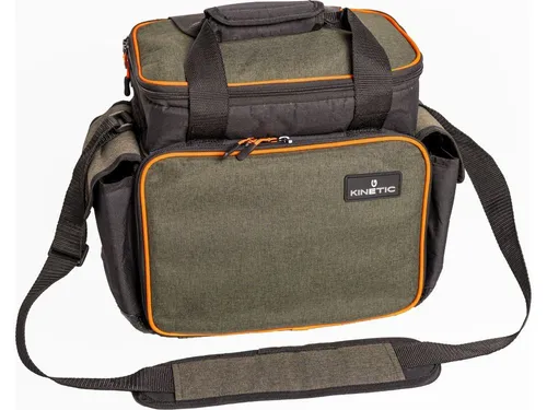 KINETIC Ködertasche Medium mit 4 Boxen - Praktische Ködertasche für Raubfischangeln, inklusive 4 abnehmbarer Boxen. Kompakt und vielseitig einsetzbar – ideal für alle Angelarten. Größe: 40 x 20 x 35 cm, Farbe: Grün.