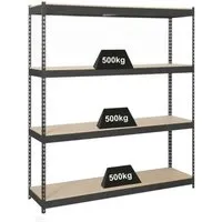 Proregal Schwerlastregal 240x200 cm, Anthrazit - Hochwertiges Metall Schwerlastregal mit 4 verstellbaren Fachböden, Traglast von 400 kg pro Ebene. Ideal für Werkstatt und Lager, einfache Montage und 5 Jahre Garantie.