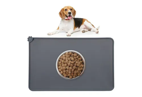 relaxdays Futternapf Napfunterlage Silikon, Dunkelgrau
