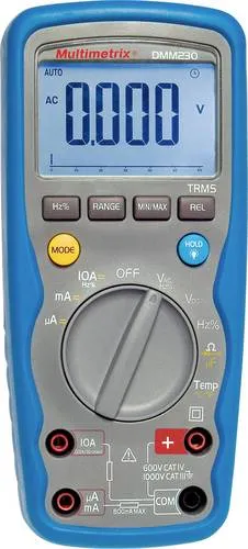 Multimetrix DMM 230 Hand-Multimeter digital - Multimeter, wasserdicht nach IP67 und CAT III 1000 V, ideal für anspruchsvolle Anwendungen im Außeneinsatz.