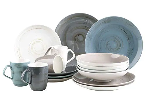 MÄSER Kombiservice DERBY, 16-teilig, rund - Premium-Porzellangeschirr in 4 trendigen Pastellfarben, spülmaschinenfest und mikrowellengeeignet – ideal für stilvolle Anlässe.
