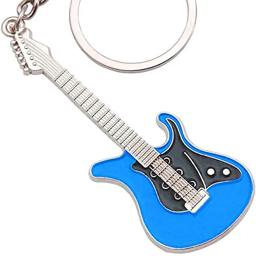 keepdrum E-Gitarre Schlüsselanhänger Keyring aus Metall Blau