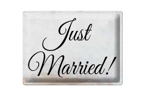 Femer GmbH Metallschild Hinweis 30x40 cm Just Married, (1 St), gewölbte Oberfläche, abgerundete Ecken, umgeschlagene Kanten