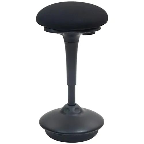 HOMCOM Stehhocker, ergonomisch, höhenverstellbar 70 – 90 cm, breiter Sockel, 360 ° Schaukelsitz, mit gepolstertem Kissen und rutschfesten Pads, Schwarz