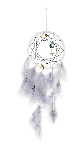 Pracht Creatives Hobby 5976-15465 Bastelset für einen wunderschönen Traumfänger in weiß und grau, Gesamtlänge ca. 50 cm, ideal als Wanddekoration