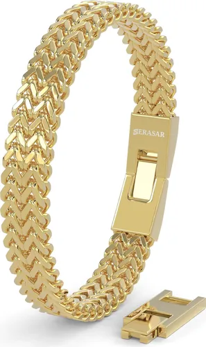 SERASAR | Premium Edelstahl Armband Herren [Franco] |Rostfreier 316L Chirurgenstahl | Wasserfest | Sicherer Verschluss | Inklusive Schmuckschachtel | Farbe: Gold | Lnge: 20cm