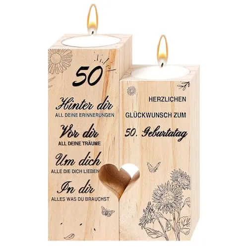 50.Geburtstag Frau, Kerzenständer Geschenk zum 50 Geburtstag Frau Mann 50 Deko Geburtstagsgeschenk für Mama,Vater,Schwester, Freundin