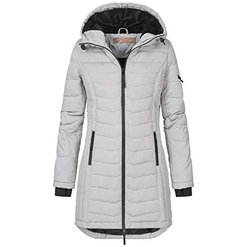 SUBLEVEL Steppjacke Damen Mantel mit Kapuze - Funktionsjacke in Light Grey Melange, ideal für kalte Tage, erhältlich in Größen S-5XL, bietet optimalen Komfort und Wärme.