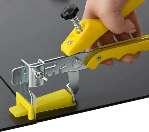 vidaXL Fliesen Nivelliersystem Set - Fliesenkeile für perfekte Nivellierung, 1 Zange, 500 Keile und 2500 Clips, ideal für Boden- und Wandfliesen, wiederverwendbare Teile für effizientes Arbeiten.