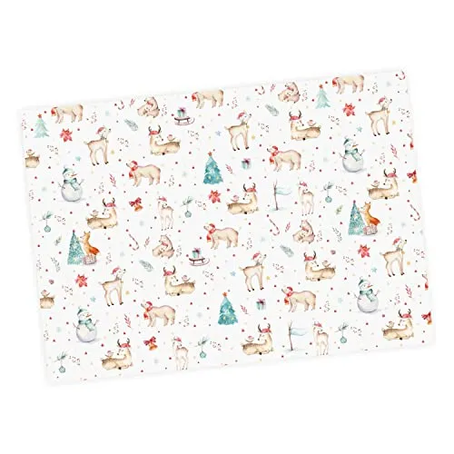 Bögen Geschenkpapier Weihnachten - 1,60€/qm- 84,1 x 59,4 cm für Jungen und Mädchen süße Geschenkverpackung für Kinder Weihnachten Reh Hirsch Rentier Aquarell pastell Weihnachtsmotiv Geschenke 5