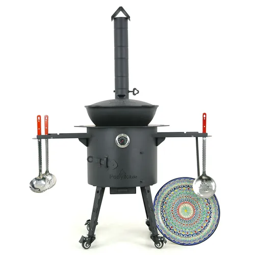 Gusseisen Kazan 12 L Kasan Казан mit Feuerofen Utschak Ø 40 cm. Учак Учаг Lagan