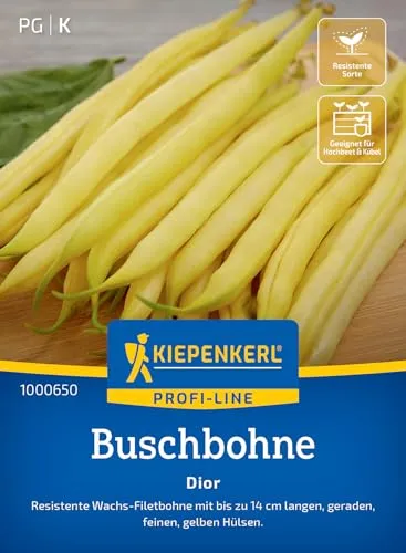 Kiepenkerl Profi-Line Buschbohnensamen Dior 1000650 - Gemüsesamen für eine resistente Filetbohne mit bis zu 14 cm langen Hülsen und einem Inhalt für 8 bis 10 lfd. Meter