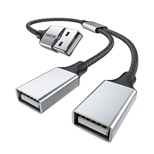 MOSWAG USB Splitter, Dual USB 2.0 Power Cable Extension für Stromkabel zum Aufladen/Datenübertragung/Laptop/Mac (Es funktioniert Nicht für Auto-USB/Apple Carplay)