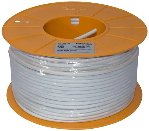 Televes Kabel Coaxial Außen Weiß CU/CUSN CPR B2CA Rolle 100M - HiFi-Kabel für Außenanwendung, bietet hohe Flexibilität und Schutz gegen Witterungseinflüsse.