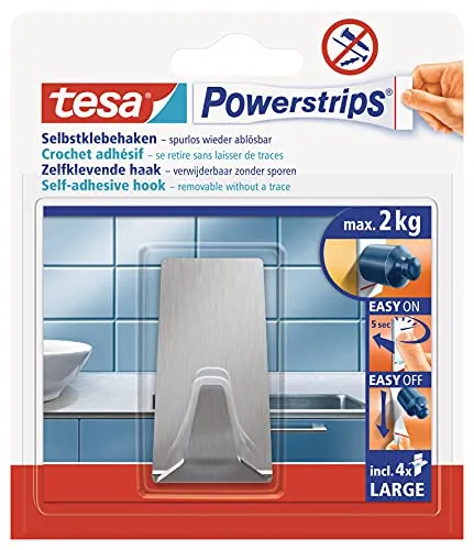 tesa Powerstrips Haken LARGE aus Metall in silber von tesa