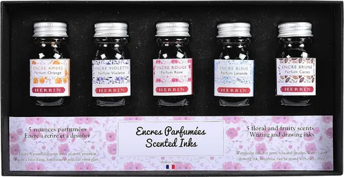 J.Herbin 18700T Tintenset mit 5 parfümierten Tintenflakons (10ml, ideal für Zeic