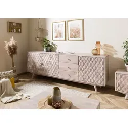 Massivmoebel24 Sideboard Akazie 210x42x75 weiß lackiert von Massivholzmöbel24