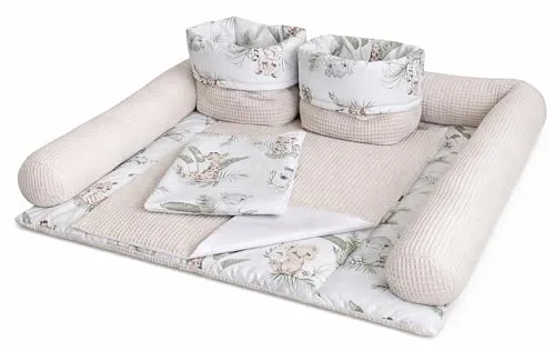 6-teiliges Wickelauflage Set – Baumwolle & Waffelstoff – Baby Wickelunterlage für Wickeltisch