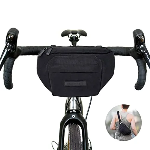 Bomence 2-in-1 Fahrrad Lenkertasche & Gürteltasche (Schwarz)