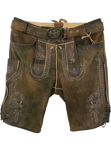 Maddox Trachtenlederhose MADDOX Kurze Herren Lederhose 'Klostersee' mit Gür
