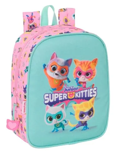 safta Superkitties Kinderrucksack, Kinderrucksack, Schulrucksack, anpassbar an Kinderwagen, ideal für Kindergärten, bequem und vielseitig, Qualität und Widerstandsfähigkeit, 22 x 10 x 27 cm, Hellrosa