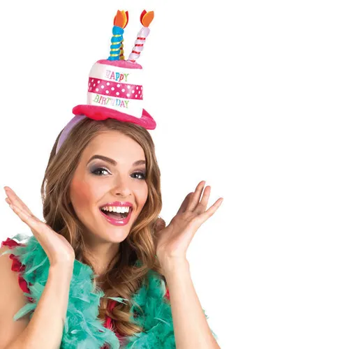 Boland 00940 - Haarreif Happy Birthday, Tiara mit Mini-Hut und 4 Kerzen, perfekte Partydekoration für unvergessliche Geburtstagsfeiern