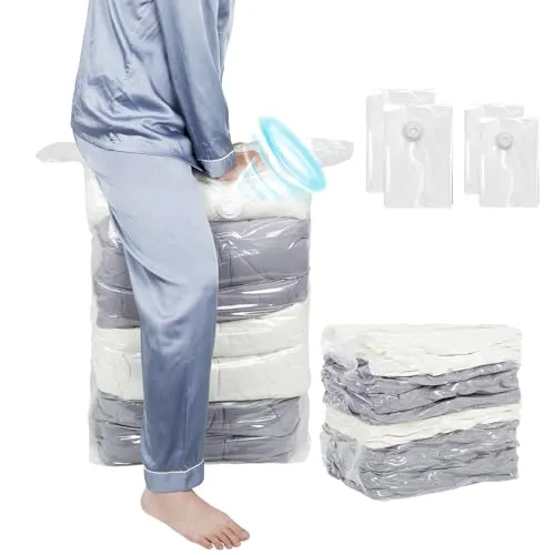 AiQInu Vakuumbeutel für Kleidung 4 Stück, Werkzeugfreies Design, Würfel Vakuumierbeutel, für Bettdecken, Decken, 80% Platz Sparen Vakkumsäcke Kleidung, 2 x Groß(100x80x38cm) + 2 Kleine(70x50x30cm)