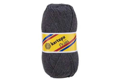 Kartopu 5 x 100g Strick-Häkel-Garn Kartopu Flora Acryl-Wolle Farbwahl Häkelwolle, 1150 m (5er-Pack, 5-St), K1003 dunkelgrau meliert