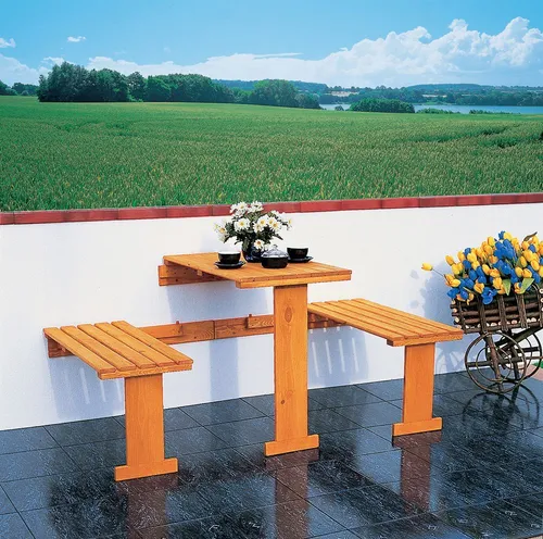 Promadino Balkonklappgarnitur Kiefernholz