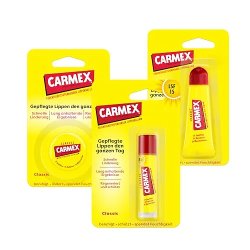 Carmex Classic Stick, Tube und Tiegel