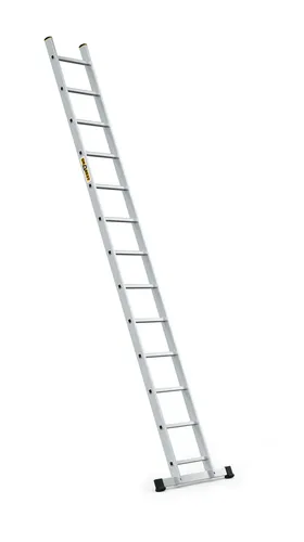 Drabest - Aufstiegsleiter - 13 Sprossen, Tragfähigkeit 150 kg, Aluleiter 1x13 Stufen Professionelle Anlegeleiter