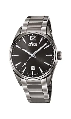 Lotus Herren Armbanduhr Analog Quarz Edelstahl 18684/1 - Armbanduhren für Herren mit elegantem grauen Stahlgehäuse, 42mm Durchmesser und 10 Bar wasserdicht - ideal für jeden Anlass.