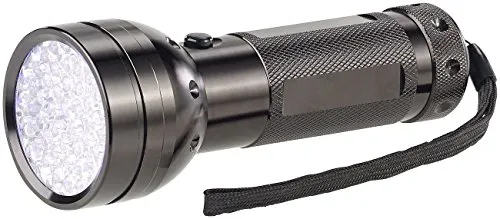 Lunartec UV Handlampe: 2in1-UV-Taschenlampe und Geldscheinprüfer, 51 LEDs und Batteriebetrieb (Lampen, Licht Lampe, Schwarzlicht)