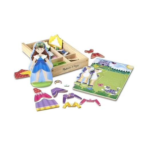 Melissa & Doug Princess Magnetic Dress-Up Play Set - Anziehpuppen: Kreatives magnetisches Ankleideset mit 37 Teilen, fördert fantasievolles Spielen und kognitive Fähigkeiten für Kinder ab 3 Jahren.