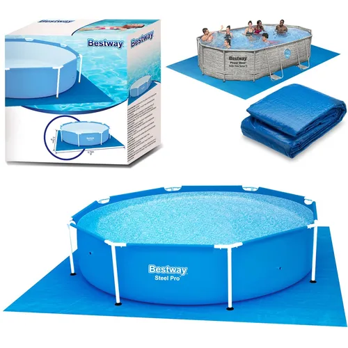 Bestway Flowclear quadratische Bodenplane - 274 x 274 cm, für Aufstellpools bis 244 cm, extra Schutz für den Poolboden und langlebiges Material